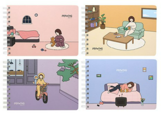 핑크풋 3000 보리 드로잉노트 4종 세트, 4색, 2세트