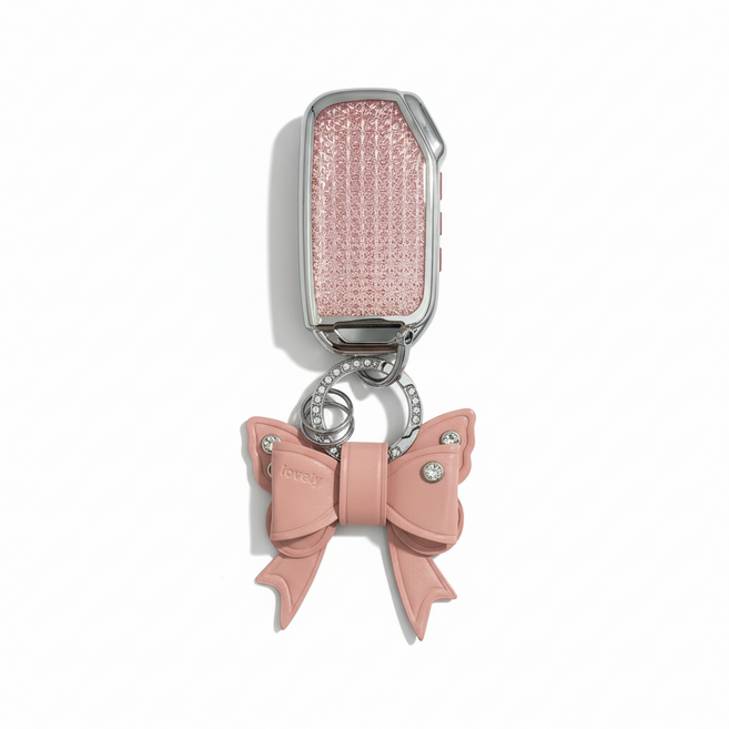 어니트 기아 호환 크리스탈 차키케이스 자동차 키링 키홀더, K-05(4버튼), 핑크