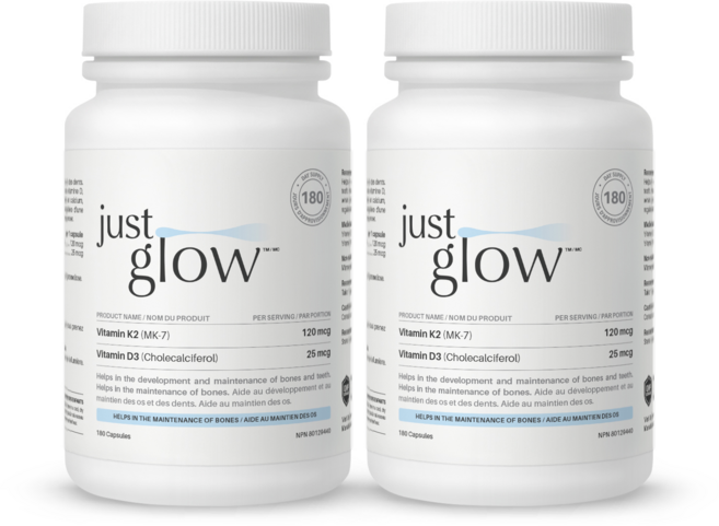 저스트글로우 비타민 K2+D3 MK7 120mcg + 1000IU 베지캡슐, 2개, 180정