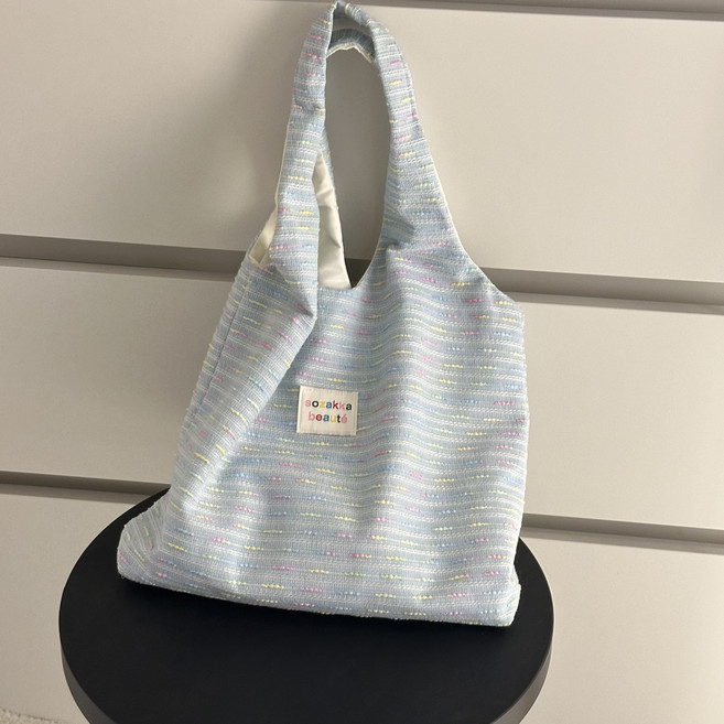 귀여운 파스텔톤 여성스트라이프 스타일 에코백 숄더백