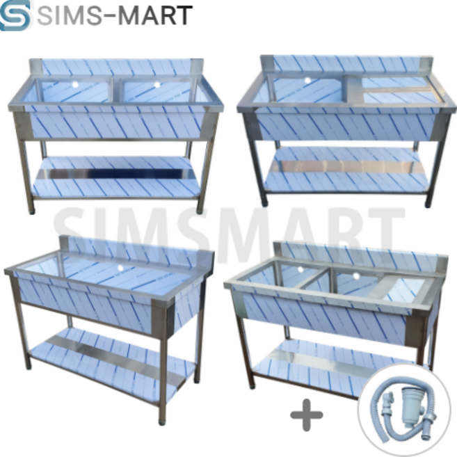 업소용 씽크대 1200 모음 1조 2조 좌날 우날 2/3통 싱크 개수대 세정대 조리대 배수구포함 세척기 씽크대, 1200 1조 우날 2/3통, 씽크대+배수구