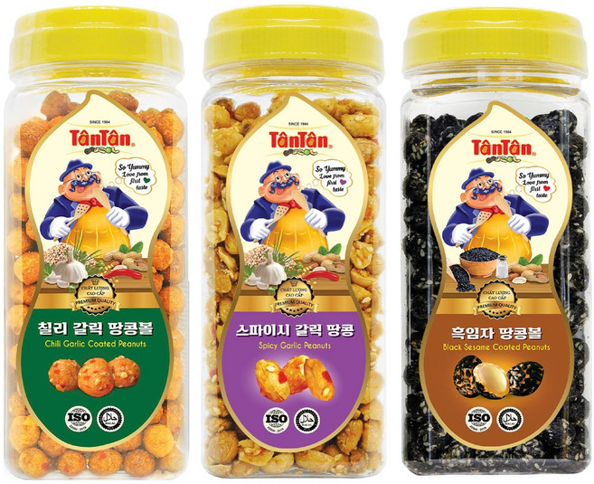 탄탄 스낵 3종 세트 (스파이시 갈릭 땅콩260g+칠리 갈릭 땅콩볼240g+흑임자 땅콩볼240g)