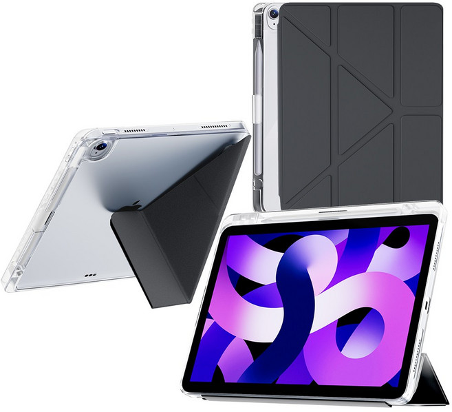 JAMJAKE 스마트 커버 Y형 아이패드 케이스 펜슬 수납 반투명 태블릿PC 보호케이스, 아이패드 미니 7세대/6세대  8.3, 블랙, 1개