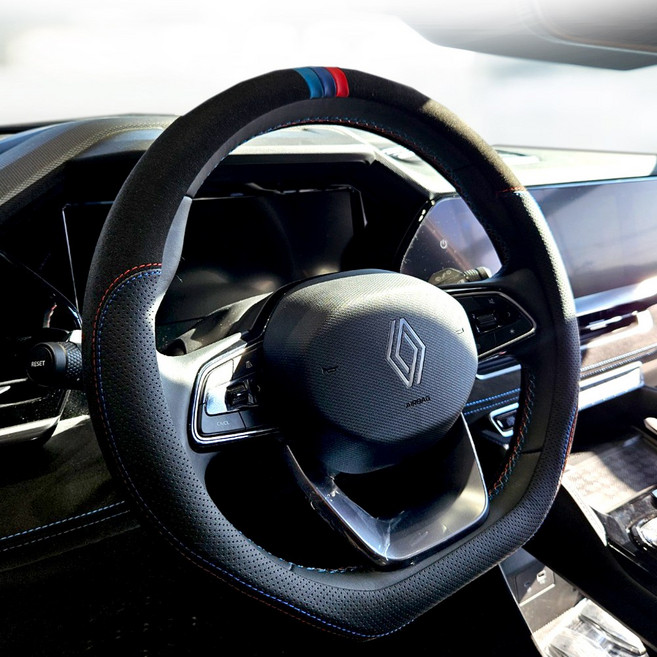 벤비아 그랑콜레오스 QM6 호환 D컷 나파 핸들커버 나파가죽 알칸타라 3색 스티치 핸들튜닝 그립향상 00604, D컷 알칸타라 3색