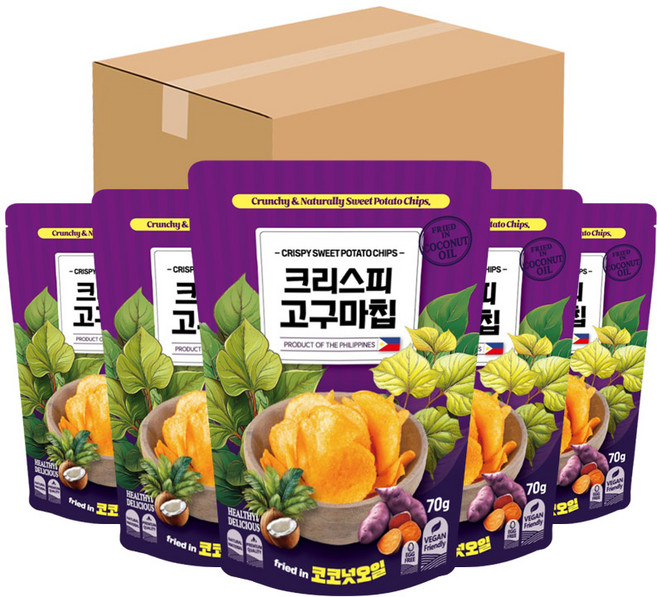 코코넛오일로 만든 크리스피 고구마칩, 30개, 70g