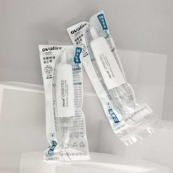 歐文 OVAL替換修正帶 馬卡龍系列 多功能 按鍵式修正帶 迷你, 1個, 3米-體驗機-陶瓷白-1入, 陶瓷白