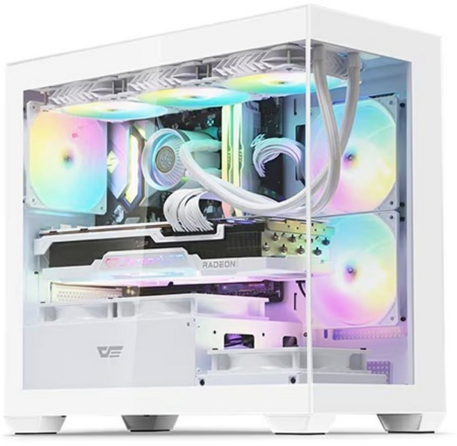 DARKFLASH DS900M RGB 강화유리 화이트 (미니타워), 단품, 1개