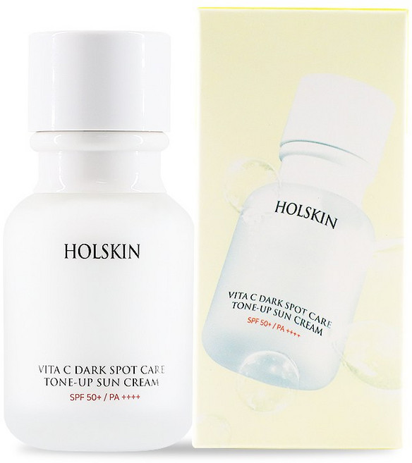 홀스킨 Holskin VITA C 비타민 다크 스팟 주름 개선 잡티 케어 자외선 차단 3중 기능 톤업 유브이 선크림, 1개, 55ml