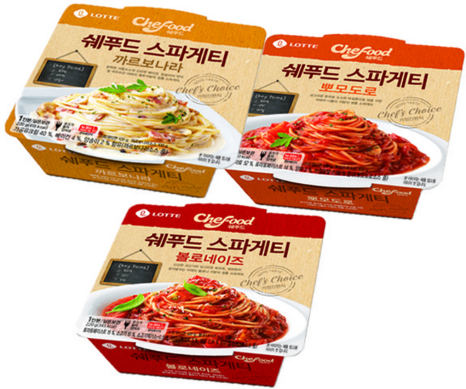 롯데푸드 쉐푸드 스파게티 3종(5봉) (까르보나라4봉+볼로네이즈1봉), 220g, 1세트