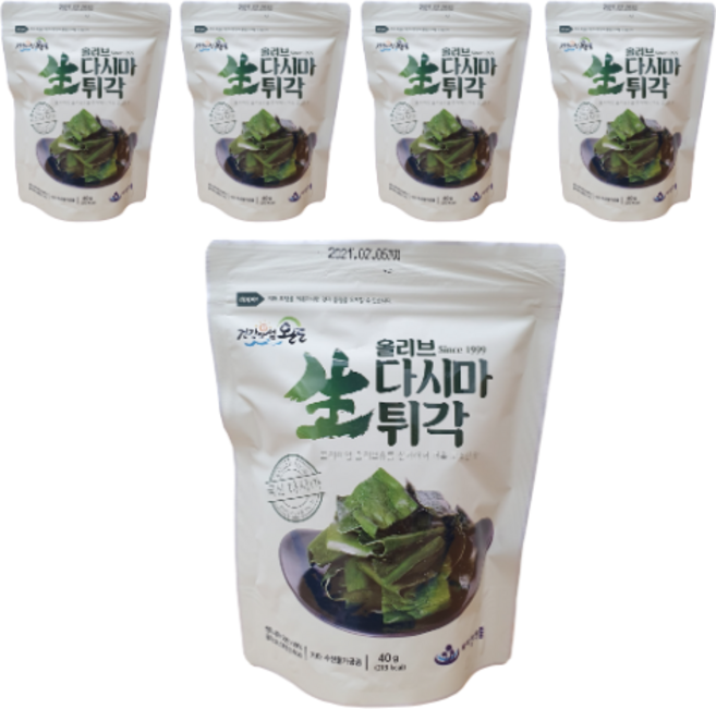 바다샘 바삭바삭한 올리브 다시마튀각 40g, 5개