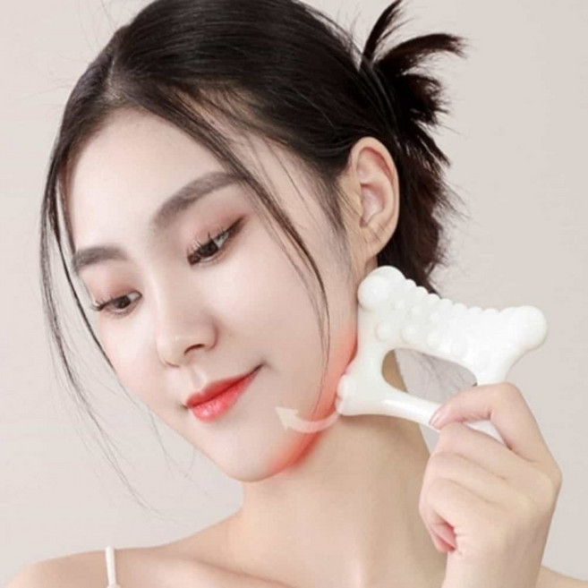 도자기 소재 얼굴 림프 순환 촉진 목 어깨 경락 자극 입체 디자인 케어 도구, 입체형괄사, 1개