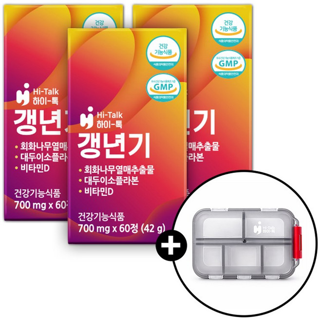 하이톡 갱년기 회화나무열매추출물 대두이소플라본 에스트로겐 여성호르몬 비타민D 700mg, 3개, 60정