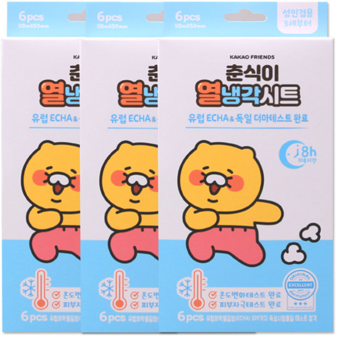 해호 핑크퐁 열냉각시트 6매입, 3개, 6개입
