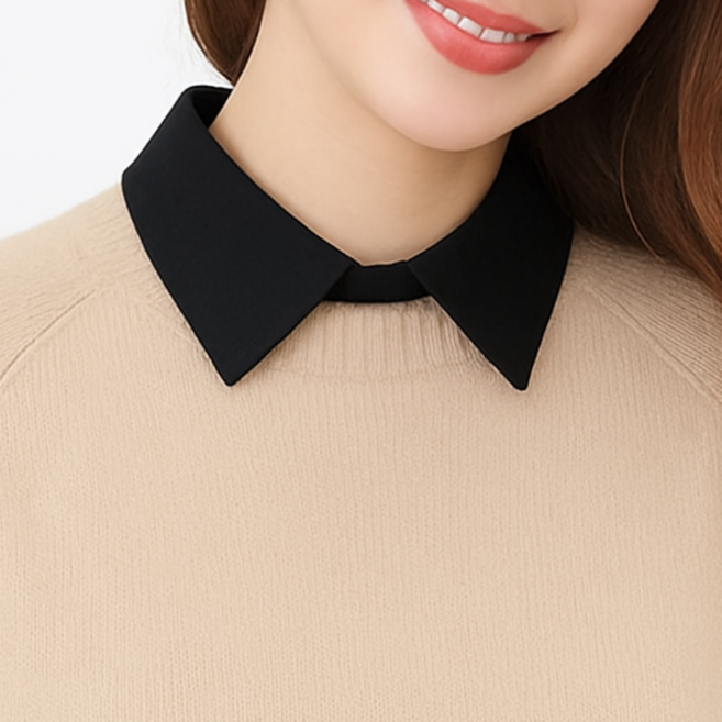 하네르 넥케이프 레이어드 페이크카라, 각카라, 매트블랙, 1개