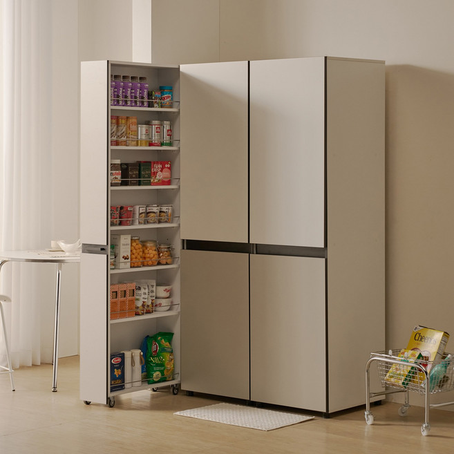 해피아이 비올레 냉장고 틈새장 틈새수납장 슬라이딩 주방수납장 비스포크 타입, 비스포크 타입 (우형), 코타화이트