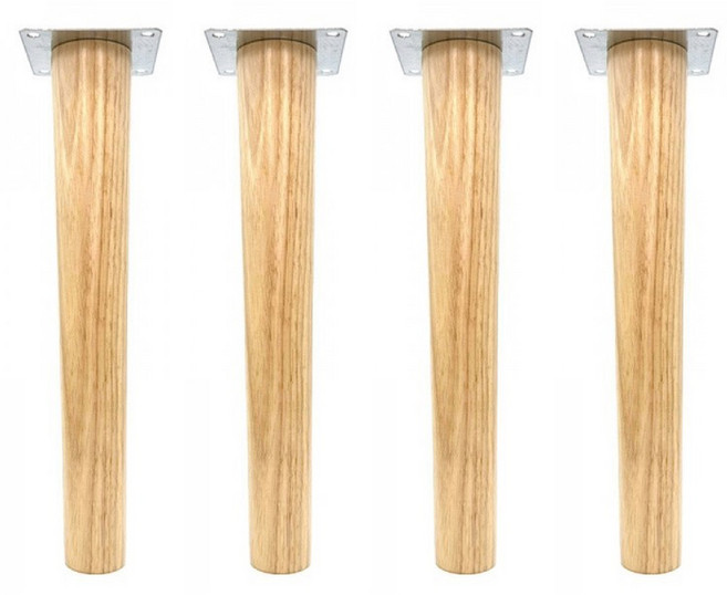 아이베란다 코팅 원목 원형 가구다리 부속 포함, (일자형)원목다리300mm+플레이트70mm, 4개