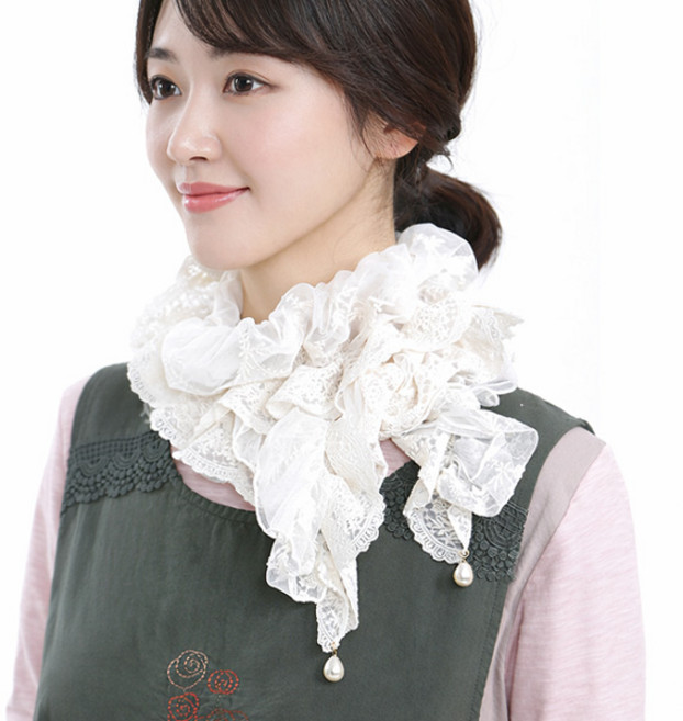 CH2138 레이스 진주 샤링스카프