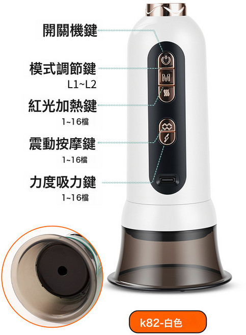 跨境新款家用電動真空呼吸拔罐器微電流脈衝美容導入經絡刷刮痧儀, 如圖, k-82拔罐刮痧款白色