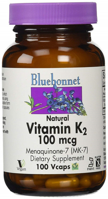 Bluebonnet 維他命K2 100mcg植物膠囊 無麩質 無糖, 100顆, 1罐