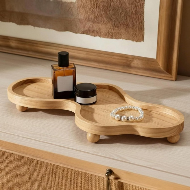 의이판 우드 클라우드 향수 트레이 여성용 불규칙 주얼리 장식 장신구 접시 링 홀더 룸 에스테틱 생일 집들이 선물(브라운), Wood Color
