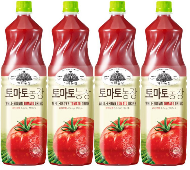웅진 가야농장 토마토 주스, 1.5L, 4개