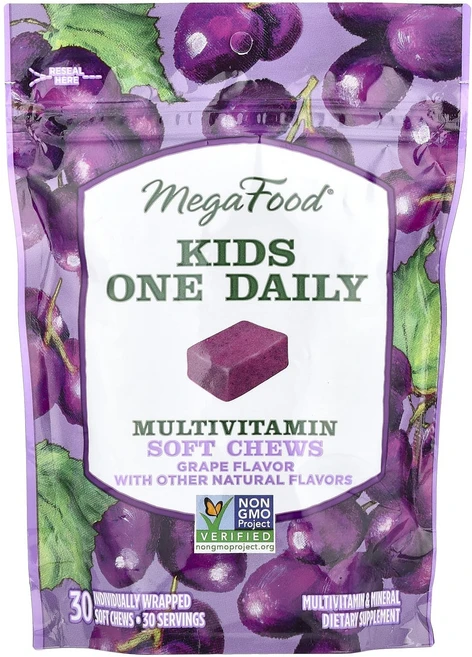 몸관리하세요 겨울입니다 MegaFood 키즈 원 데일리 종합비타민 소프트 츄 포도 맛 개별 포장 30개 특별관리진행, MegaFood키즈원데일리종합비타민소프트츄포도맛개별포장, 1개, 30정 - 쿠팡