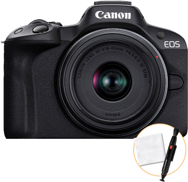 캐논 공식총판 EOS R50 18-45mm KIT (블랙)+ 렌즈 클리닝 펜+ 융 미러리스 카메라