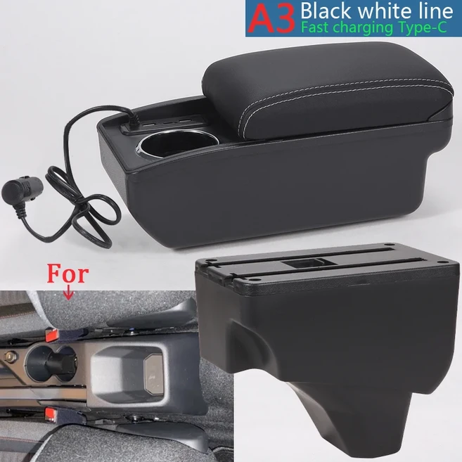 푸조 208 팔걸이 상자 2019-2024 자동차 보관함 전용 부품 인테리어 액세서리, 09 A3 Fast charging