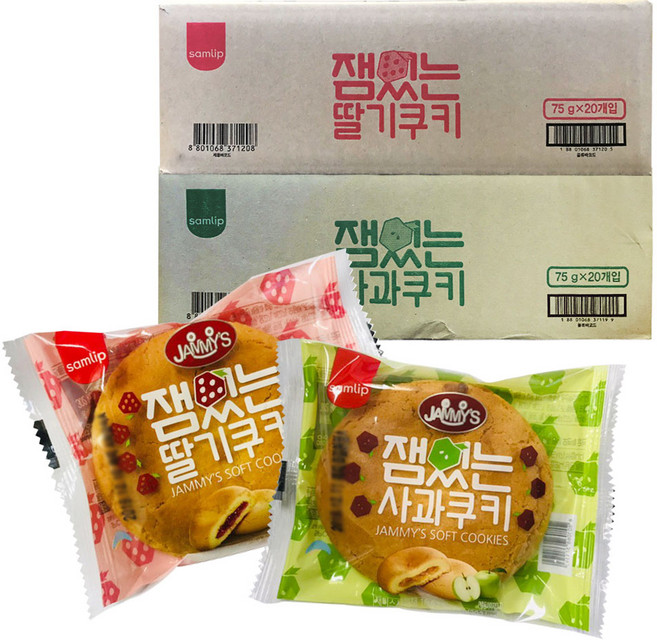 SPC삼립 빅 사과맛쿠키75g(20입) 1박스 + 딸기맛쿠키75g(20입) 1박스, 5세트, 75g