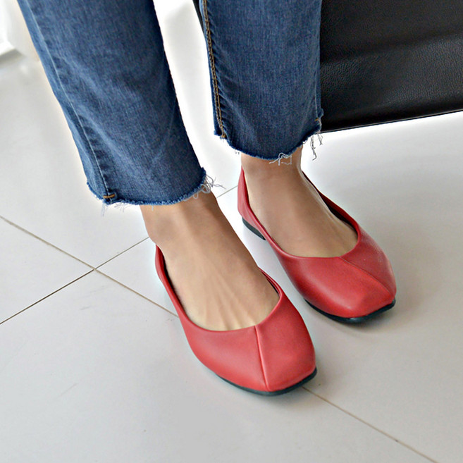플라틴베이지 여성 절개 플랫슈즈 발편한 스퀘어 단화 (심플/민자/데일리/출근룩/말랑함)