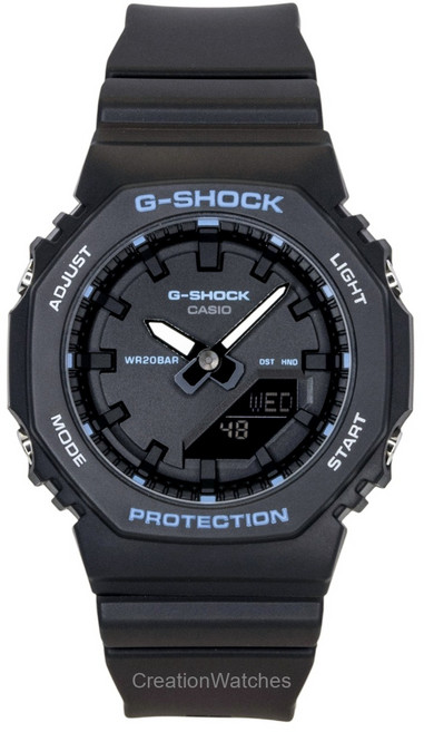 카시오 G-Shock 아날로그 디지털 바이오 기반 레진 스트랩 블랙 다이얼 쿼츠 GMA-P2100BA-1A 200M 여성용 시계