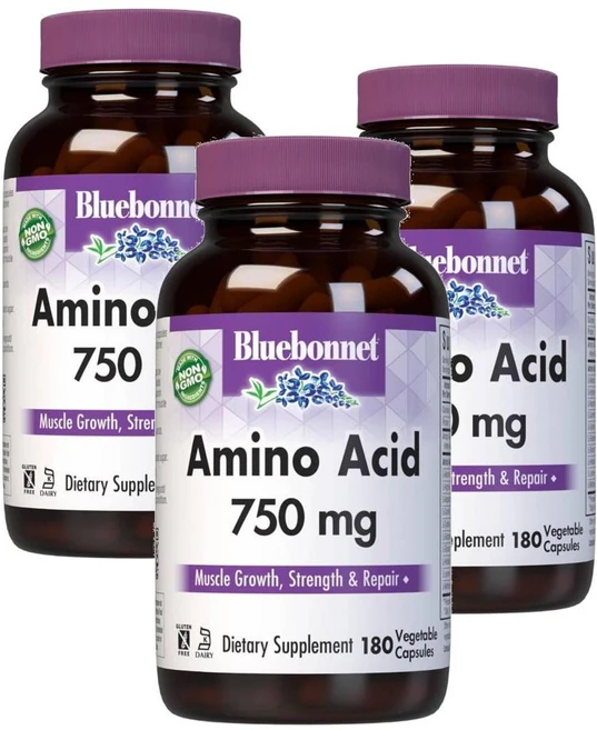 블루본넷뉴트리션 아미노산 캡슐 750mg 베지캡슐 180정, 3개 - 쿠팡
