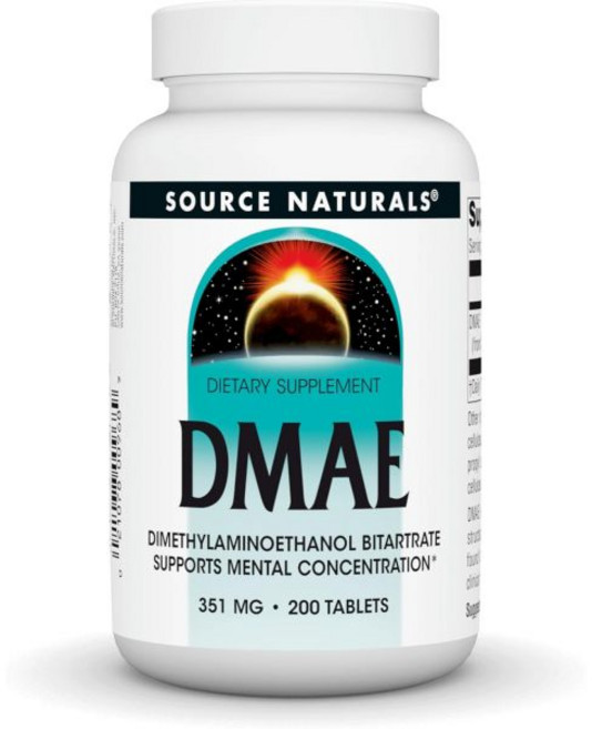 Source Naturals 소스 내추럴스 DMAE 디메틸아미노에탄올 - 351mg 200 채식용 정제 글루텐 프리, Source Naturals 소스 내추럴스 DMAE 디, 1개