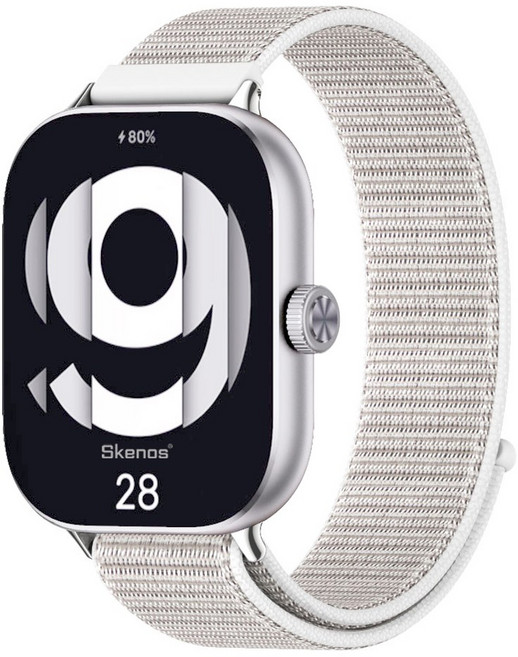 SKENOS 샤오미 스마트밴드 9 8 프로 / 레드미워치 6 5 4 호환 스포츠 루프 나일론 스트랩 교체 시곗줄 밴드, 1개, 실버-화이트그레이