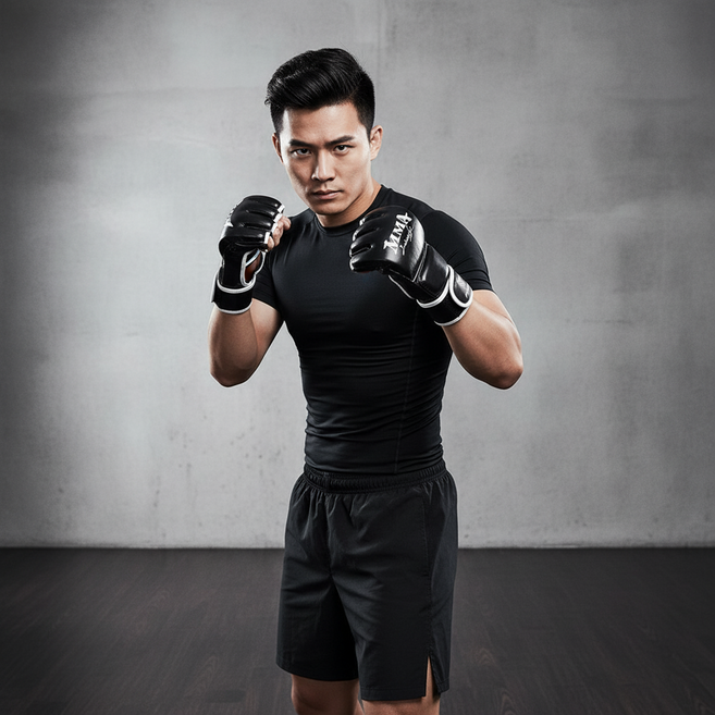 MMA 오픈핑거 이종격투기 타격 글러브 주짓수 스파링 장갑 훈련용, MMA글러브-블랙, 1개