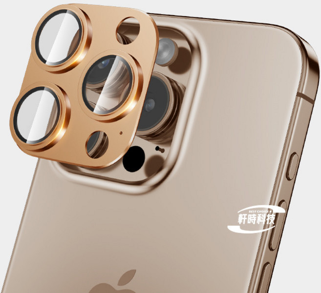 金屬鏡頭膜 藍寶石鏡頭貼 iPhone 17 16 15 14 13 12 11 Pro max 適用 鏡頭保護圈, 鎧甲一體鏡頭膜-沙漠金,16/16Plus, 1個