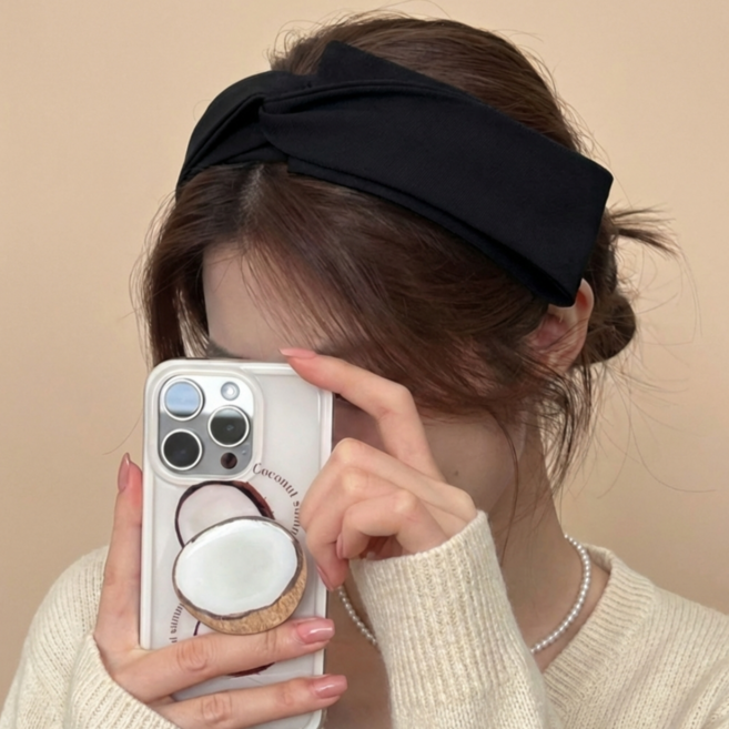 소이린 넓은 여성 리본 반다나 헤어밴드 머리띠