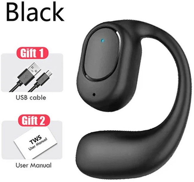 소리증폭기 음성 증폭기 난청보청기 무선 헤드폰 마이크가있는 블루투스 헤드셋 골전도 핸즈프리 소음 차단 이어폰 Audifonos 운전 용, Bla, 1개