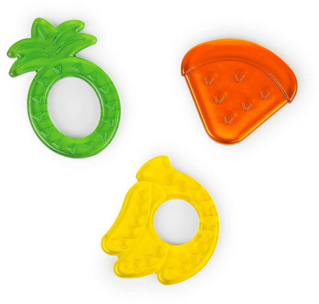 Bright Starts Stay Cool 치발기 물 충전 및 냉각 가능 BPA 프리 치발기 장난감 3개월 이상 남녀공용 3팩, 과일