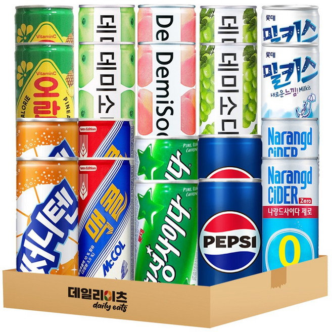 [데일리이츠] 탄산 캔음료 10종 20캔 A세트 (190ml~250ml), 1세트, 190ml