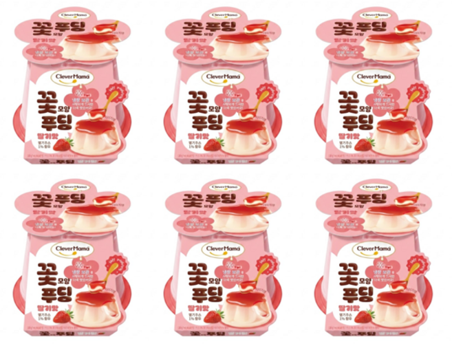 클레버마마 꽃모양 푸딩 딸기맛 1개입, 130g, 6개