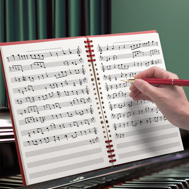 오선지 악보 작곡 노트 음악 공책 CCM 제작 만들기 사보 타브 계이름 찬양 CCM 기독교, 그린, 1개