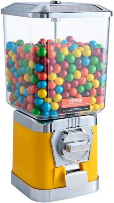 껌 VEVOR 자판기 클래식 검볼 은행 대용량 캔디 머신 미니 디스펜서 용 완벽한 용도, 노랑, 1개 (1팩), 1개