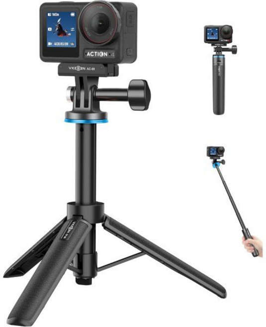DJI 오즈모 액션 5 프로 4 삼각대 셀카봉 모노포드 3 360 포켓 432 고프로 카메라 등 호환 가능 - 4방향 확장 폴 데스크탑 미니 휴대용 여행 액세서리, 20" 파랑/검정 - Osmo Action Kit