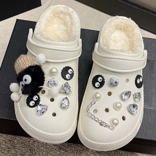 플레르비 실내 사무실 방한 털슬리퍼 + 악세사리 세트