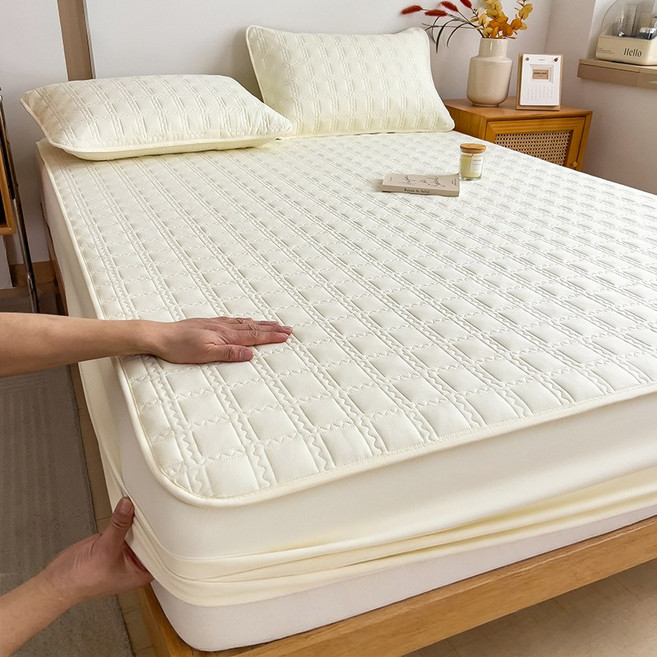 Ahomeone 매트리스 커버 통기 항균 침대 커버 360도 풀백 미끄럼 방지