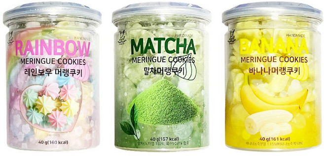 고운벗 레인보우 바나나 말차 머랭쿠키 3종세트, 1세트, 레인보우+바나나+말차