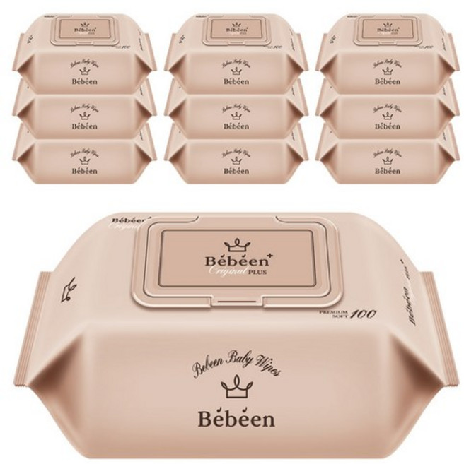 베베앙 오리지널 플러스 아기물티슈 캡형 55평량, 55g, 100매, 9개