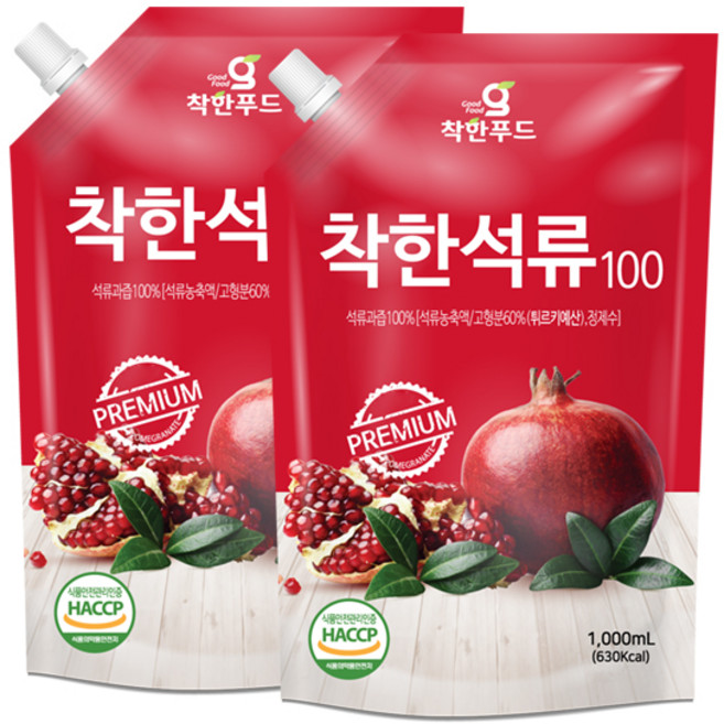 [1+1] 착한푸드 착한석류100 1L 석류즙, 2개