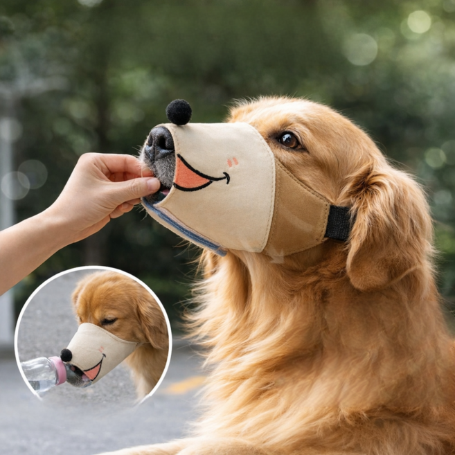 지금도착 물간식가능 숨쉬기편한 귀여운 반려견입마개 강아지입마개, 1개, 브라운, XL